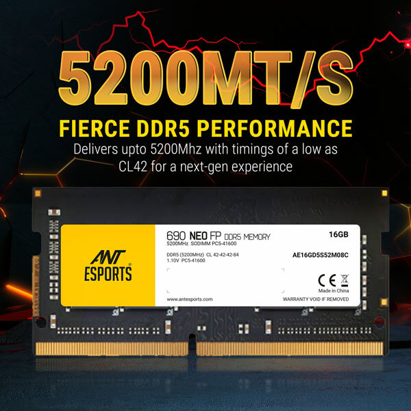 Buy Ant Esports Neo 16GB Laptop RAM, AE16GD5S52M08C